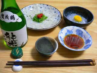 てっさ、のれそれ、冷酒